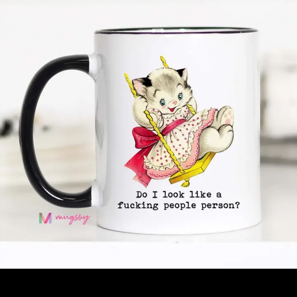 Do I look like a people person. Funny retro inspired mug